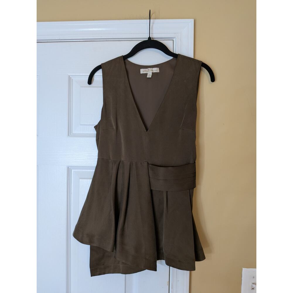 Banana Republic Heritage Collection Silk Sleeveless Peplum Top Size 2 Brown Chic